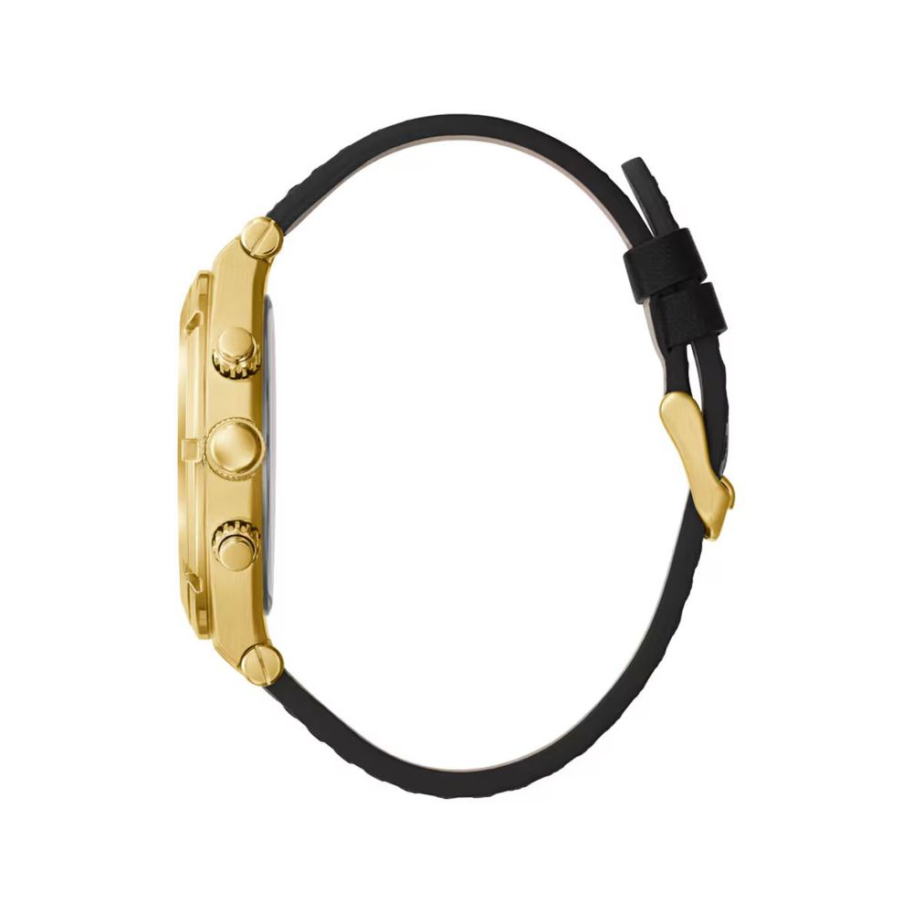 Guess Schwarze Lederarmbanduhr